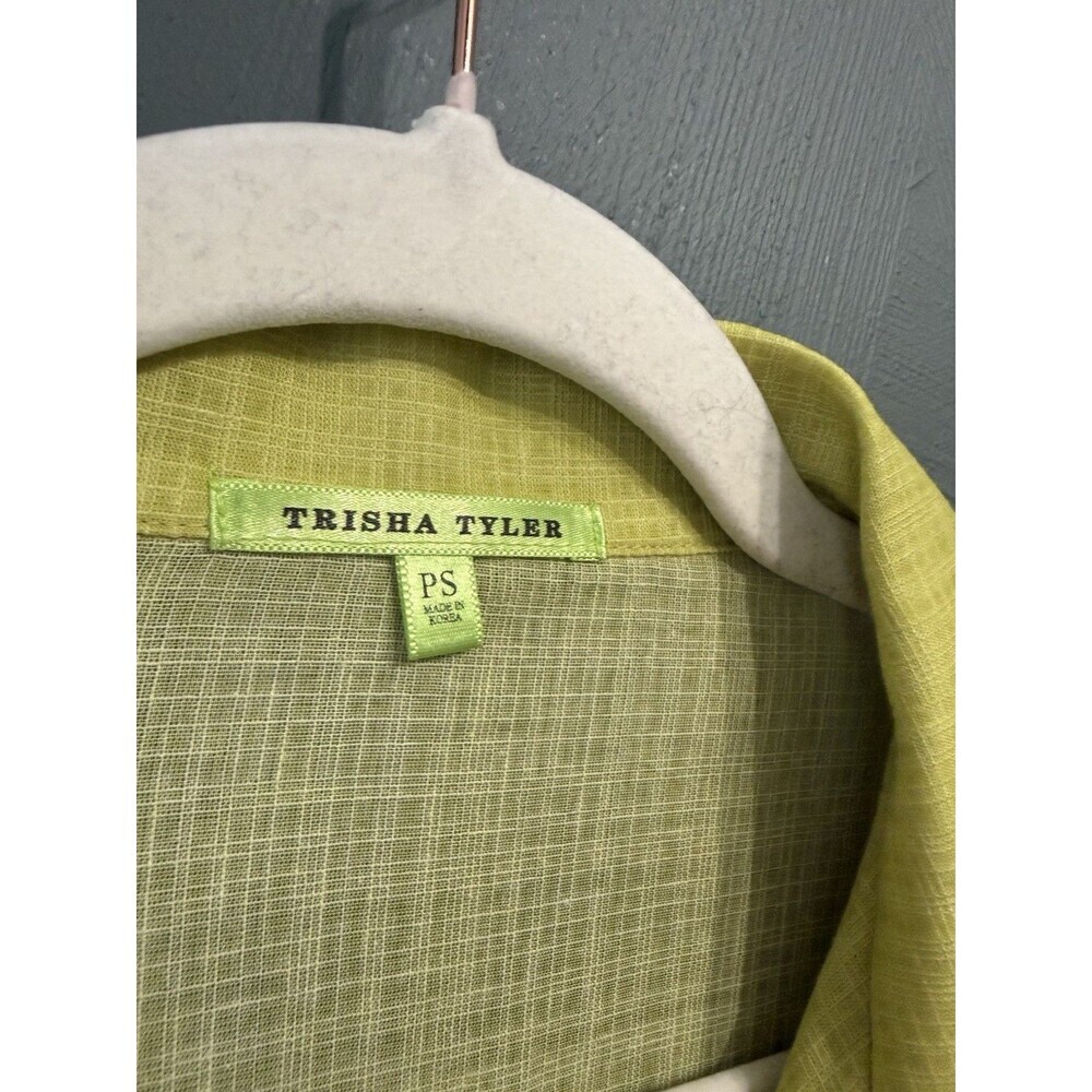 Trisha Tyler Green Sheer Long Sleeve Button Front Blouse Jacket Women Size PS - Picture 3 of 8